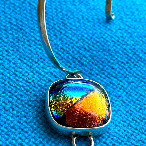 Dichroic Art glass sterling silver bracelet - Picture 5 of 7
